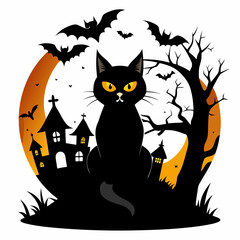  halloween pumpkin head, black cat ,cat cartoon,halloween castle with bats,jack o lantern,