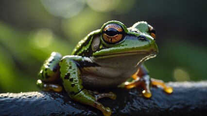 Obraz premium Whimsical Amphibians: Playful Frog Encounters