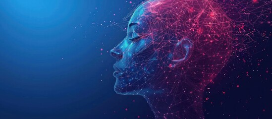 Abstract Digital Portrait of a Woman in Blue and Pink