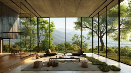 sustainable boutique hotel with energy-efficient windows that frame the picturesque landscape, offering guests the luxury of nature views with the comfort of an energy-conscious design