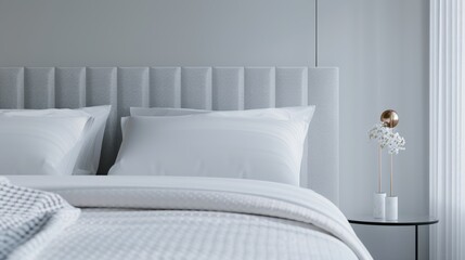 Elegant bedroom design with soft, calming tones, chic furnishings, and a precise blueprint layout, capturing the essence of contemporary style