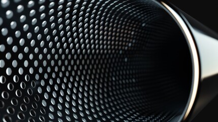 Futuristic black tube with radiant digital patterns, casting innovative shadows, futuristic design concept