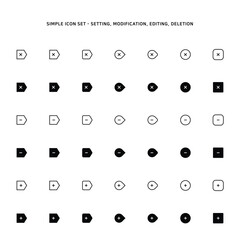 Icons for deleting, editing, or adding paragraph or part
