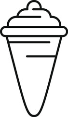 Simple line art of a classic ice cream cone, perfect for representing sweet treats and summer snacks