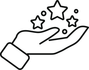 Hand is holding a group of stars, representing a positive customer review or rating