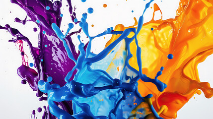 Explosive Spectrum: Dynamic Paint Splashes in Bold Colors