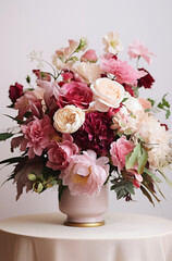 Beautiful bouquet of various pink and purple flowers