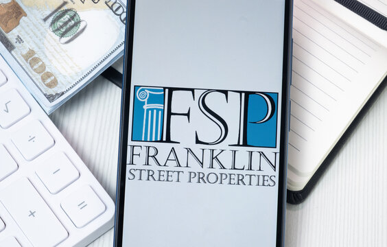 New York, USA - 30 June 2024: Franklin Street Properties Logo on Phone Screen, FSP Company Icon