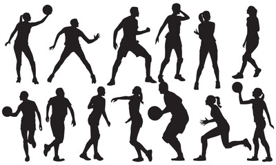 volleyball silhouettes collection. silhouettes of sports playing volleyball people

