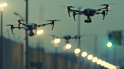 Surveillance drones, smart streetlights with built-in sensors, and emergency response robots ensuring public safety