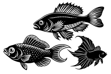 marine fish  silhouette vector illustration 