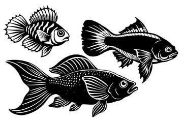 marine fish  silhouette vector illustration 