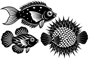 marine fish  silhouette vector illustration 