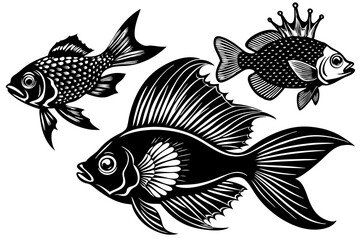 marine fish  silhouette vector illustration 