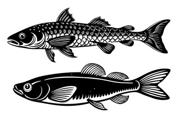 marine fish silhouette vector illustration