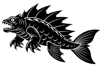 kaiju fish kaluga silhouette vector illustration 
