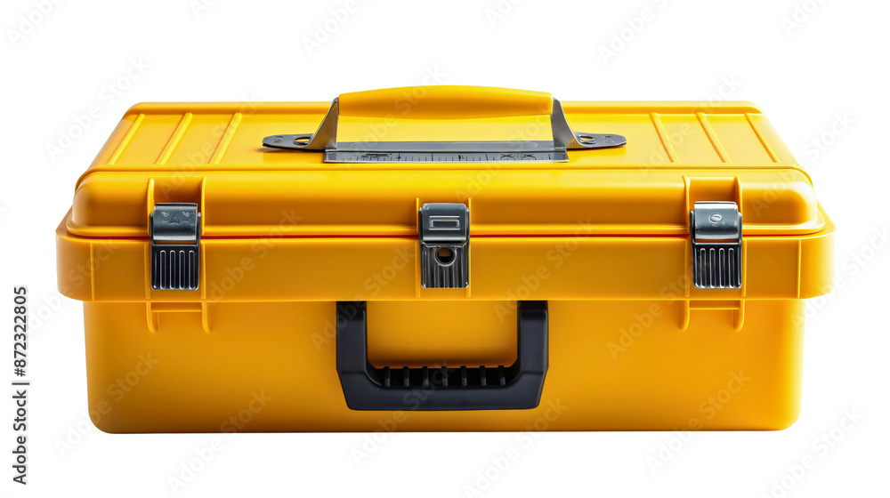 Wall mural closeup of yellow toolbox isolated on transparent background. repair and construction maintenance eq