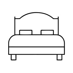 bed, bedroom, sleep, furniture, rest, mattress, comfort, home, relaxation, pillow, hotel, nap, cozy, sheet, interior, sleep icon, sleeping, symbol, room, flat, isolated, white background, vector, icon