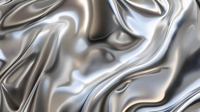 Silver liquid metal slow motion abstract background. Metallic texture design animation. 
