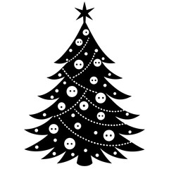 Christmas tree silhouette vector illustration.