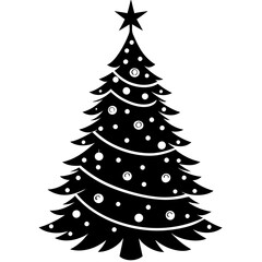 Christmas tree silhouette vector illustration.