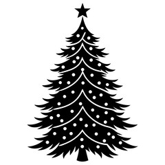 Christmas tree silhouette vector illustration.