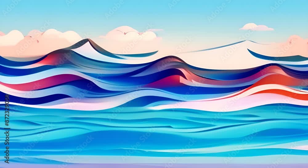 Poster ocean sea waves animation background effect waves cartoon abstract background animation good for int