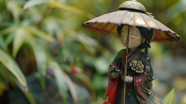 A noble wooden japanese pupet