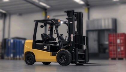 High-quality CAT forklift positioned in a clean, well-lit industrial warehouse setting