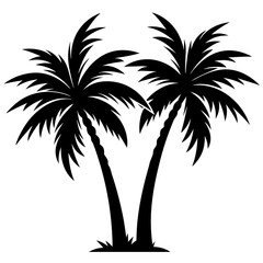 2 palm trees silhouette vector art illustration