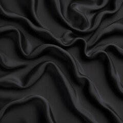 Obraz premium Wavy smoot soft black silk drap fallind surface sample texture background