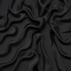 Fototapeta premium Wavy smoot soft black silk drap fallind surface sample texture background