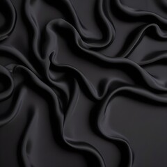 Obraz premium Wavy smoot soft black silk drap fallind surface sample texture background