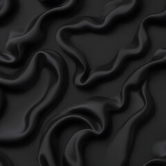 Fototapeta premium Wavy smoot soft black silk drap fallind surface sample texture background