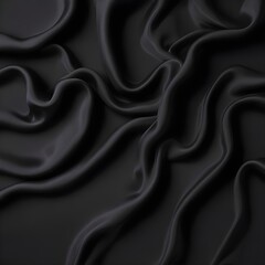 Fototapeta premium Wavy smoot soft black silk drap fallind surface sample texture background