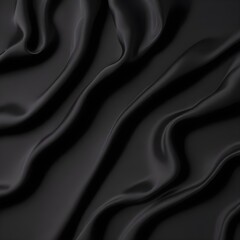 Fototapeta premium Wavy smoot soft black silk drap fallind surface sample texture background
