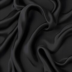 Fototapeta premium Wavy smoot soft black silk drap fallind surface sample texture background