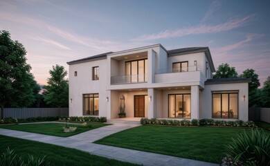 A Contemporary Dwelling with Stylish Architecture, Beautiful Exterior Design, and a Serene Garden Setting. Perfect Family Home in a Residential Neighborhood, Featuring Thoughtful Construction
