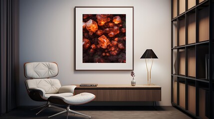 Rich chocolate hue in a minimalist office setting, white frame, 32K UHD