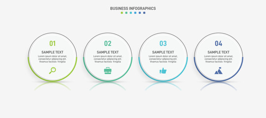 Horizontal progress bar featuring 4 arrow-shaped elements, symbolizing the four stages of business strategy and progression. Clean timeline infographic design template. Vector for presentation