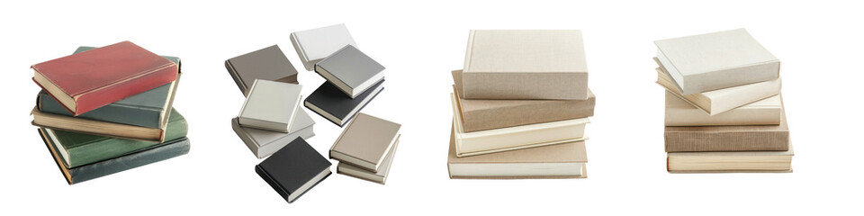 Obraz premium blank color stack books isolated on transparent background