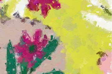 Obraz premium Oil paintings and various flowers, cranes, roses, peonies, cats, dogs, and chrysanthemums are beautiful