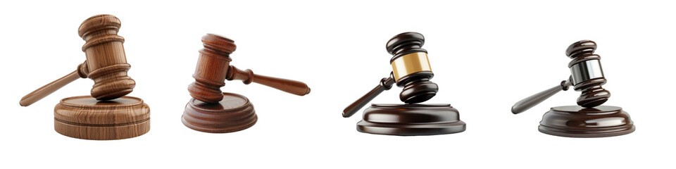 Set of Gavel isolated on transparent background