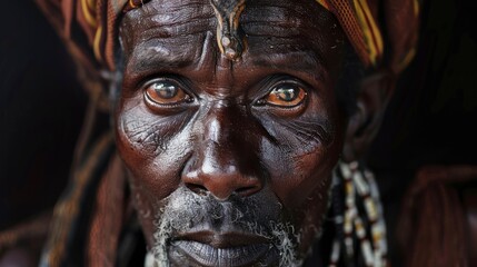 portrait of a black man from an African tribe