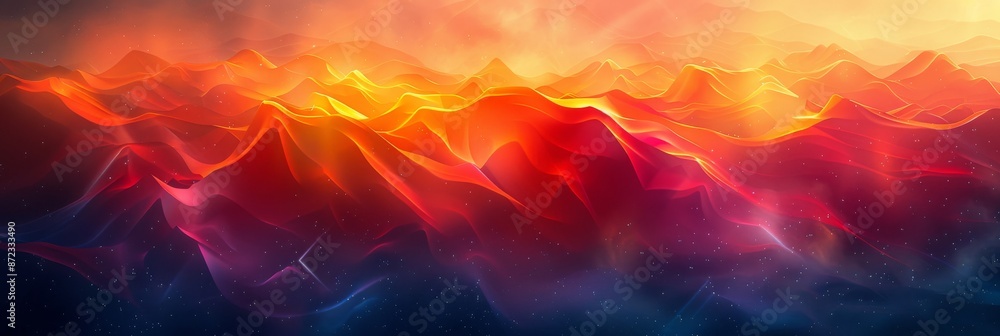 Poster vibrant abstract waves of colorful light. a stunning abstract image showcasing waves of vibrant colo
