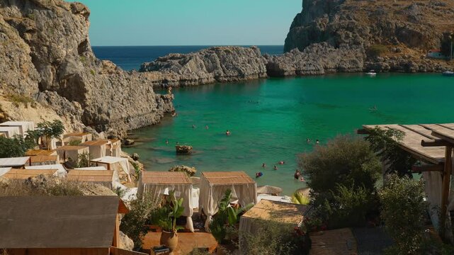 Mikros Gialos beach in Saint Paul's Bay. Editorial.