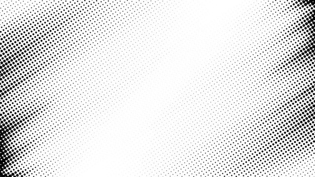 Abstract vector halftone tilted background with grainy stripes. Dotted texture and trendy halftone tonal gradation effect.