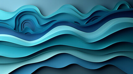 Fototapeta premium Abstract background with blue and teal wavy patterns, vector illustration. Abstract paper cut design in the style of modern. Vector Illustration, very detailed.