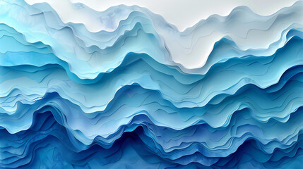 Obraz premium Abstract background with blue and teal wavy patterns, vector illustration. Abstract paper cut design in the style of modern. Vector Illustration, very detailed.