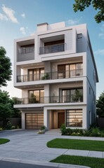 A Contemporary Dwelling with Stylish Architecture, Beautiful Exterior Design, and a Serene Garden Setting. Perfect Family Home in a Residential Neighborhood, Featuring Thoughtful Construction